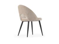 chair upholstered in beige velvet and black metal legs
