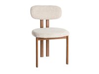 Metal chair in walnut color with beige fabric