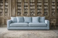 Gaudi multi cushion linen sofa in light blue fabric – Lifestyle Mallorca